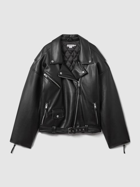 Black leather jacket with black hardware deals