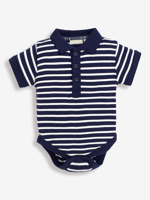 Navy Ecru Stripe Polo Shirt Baby Bodysuit JoJo Maman Bebe