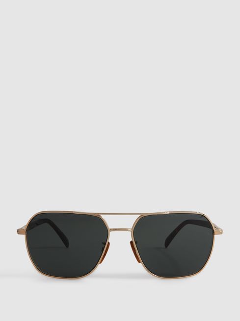 Eyewear by David Beckham Round Mottled Sunglasses - REISS