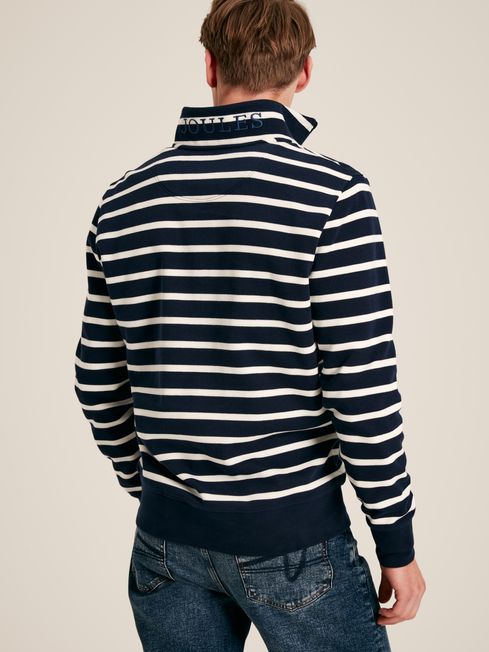 Alistair Navy White Quarter Zip Cotton Sweatshirt Joules