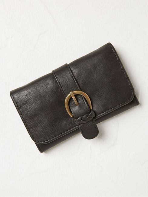 Harlow Black Round Buckle Foldover Purse FatFace