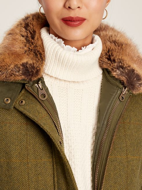 Joules dark green tweed field coat new arrivals