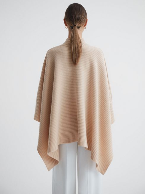 Relaxed Wool-Cashmere Poncho in Nude