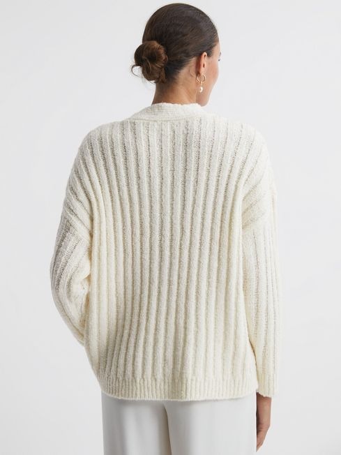 Relaxed Wool Blend Cardigan in Neutral