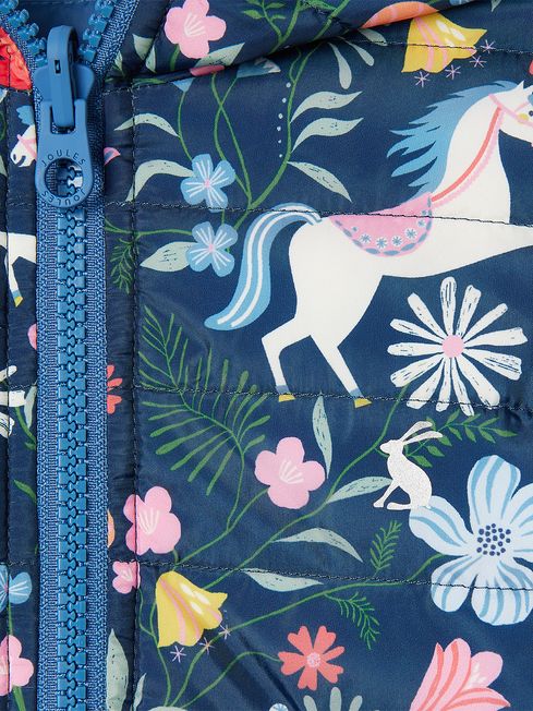 Joules Kaitlin Blue Printed Reversible Showerproof Coat