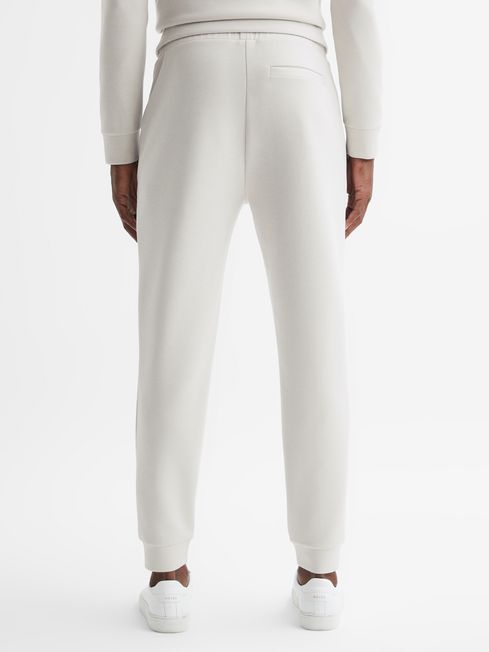 Drawstring Contrast Zip Joggers in Off White