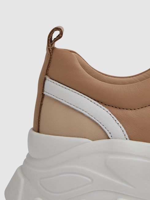 Chunky Leather Trainers in Neutral