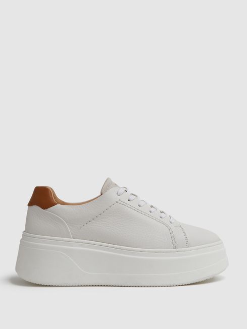 Reiss White Connie Chunky Leather Trainers