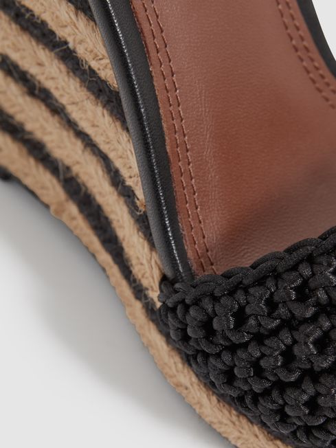 Crochet Wedges Heels in Black/Neutral