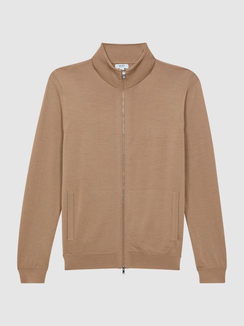 Reiss Hampshire Merino Wool Funnel Neck Cardigan REISS