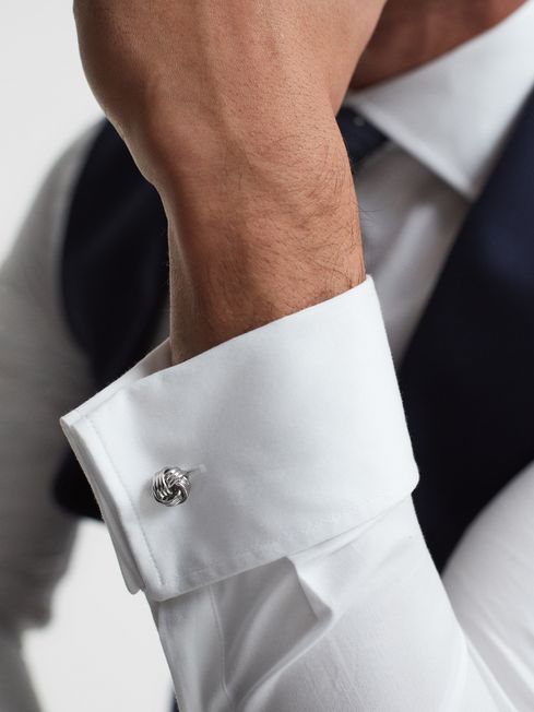 Silver 2024 knot cufflinks