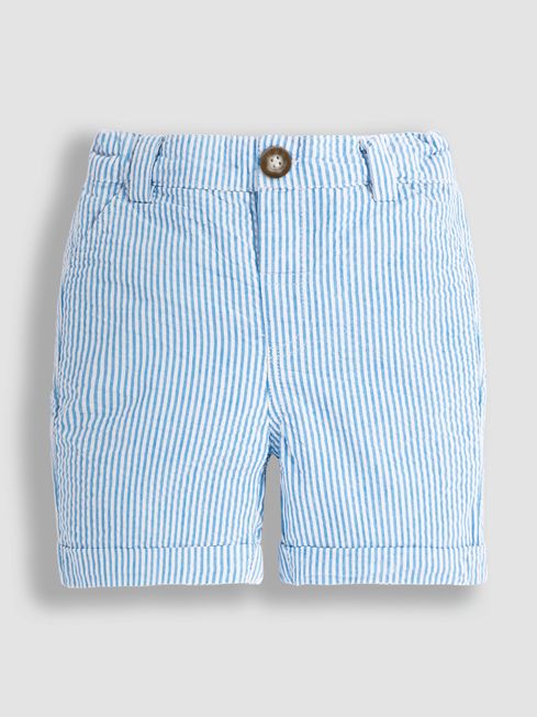 JoJo Maman Bébé Blue Kids' Seersucker Stripe Shorts