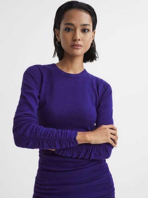 Reiss Purple Charley Ruched Midi Dress