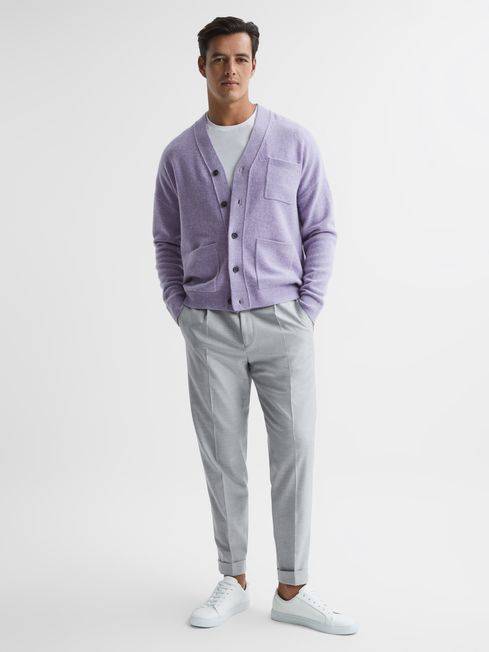 Relaxed Drawstring Trousers with Turn-Ups in Grey
