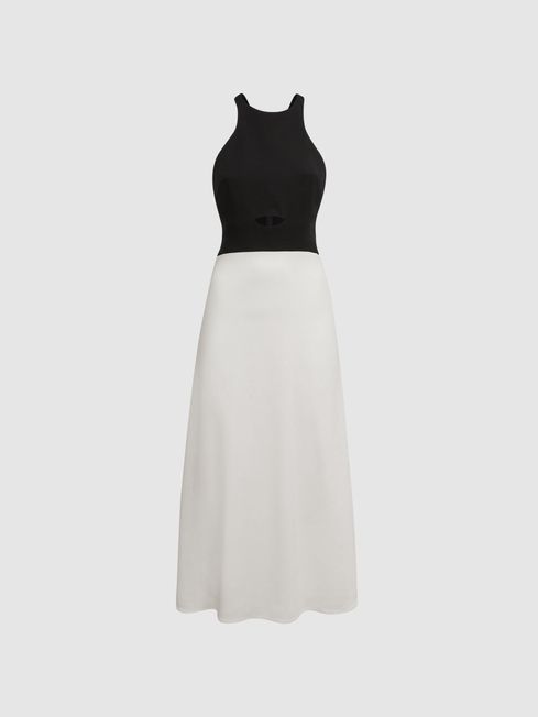 Black and white halter dress cheap