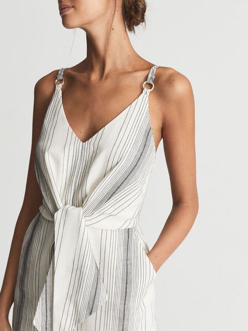 Reiss Kay Stripe Tie Front Striped Dress