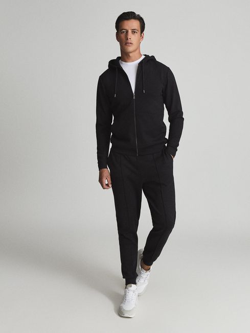 Zip Through Hoodie in Black
