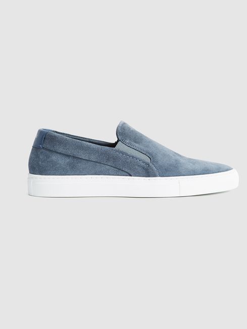 Suede Slip On Trainers in Airforce Blue