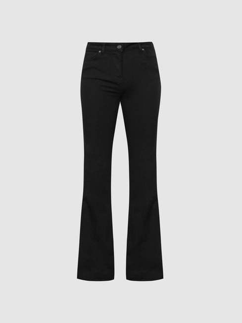 High Rise Skinny Flared Jeans in Black