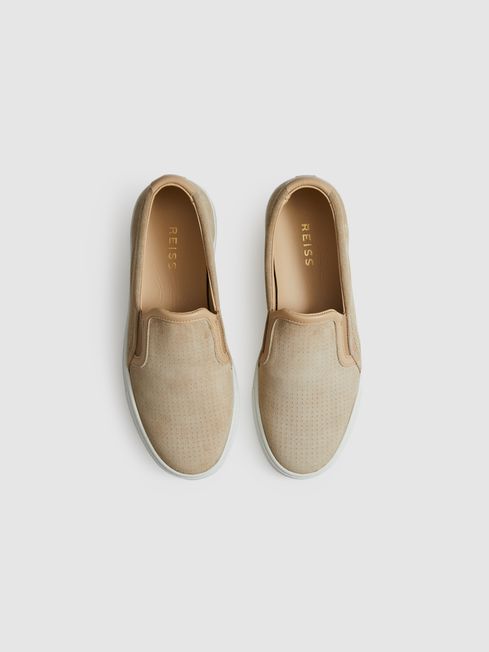 Reiss Luca Suede Slip On Trainers REISS