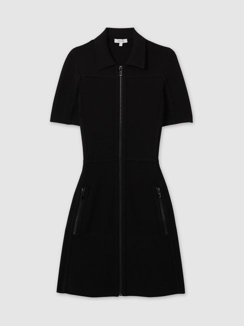 Black dress with zipper in front hotsell