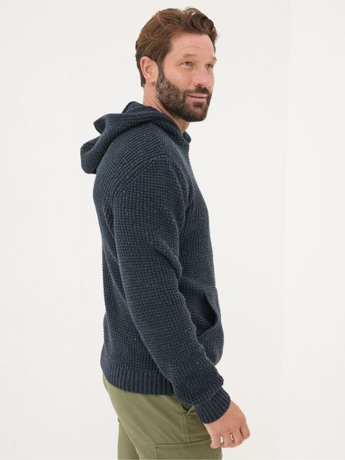 Navy Waffle Knitted Hoodie FatFace