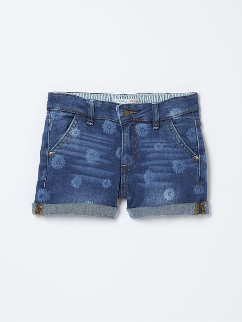 Blue Laser Print Denim Shorts FatFace