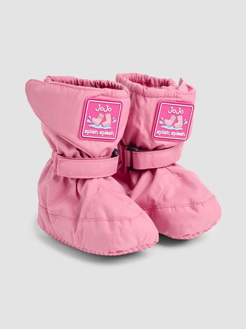 Dusty Pink Fleece Lined Booties JoJo Maman Bebe