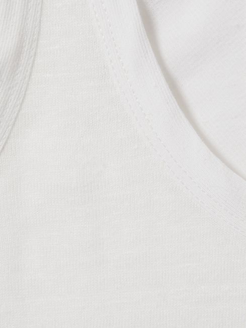 Linen Scoop Neck Vest in White