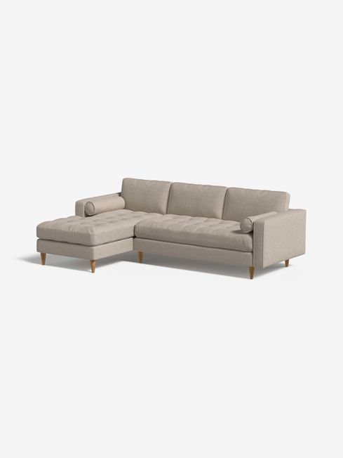 Scott Left Hand Facing Corner Sofa in Textured Weave Natural Made