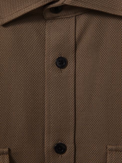 Cotton Canvas Overshirt in Tobacco Brown