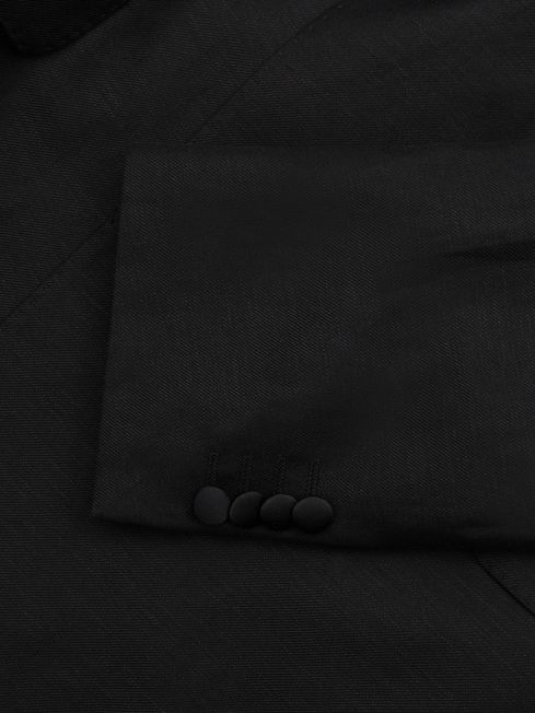 Oscar Jacobson Wool-Linen Double Breasted Blazer in Black