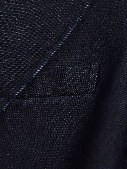 Double Breasted Denim Suit: Blazer in Dark Blue
