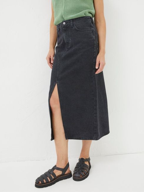 Ava Black Denim Midi Skirt