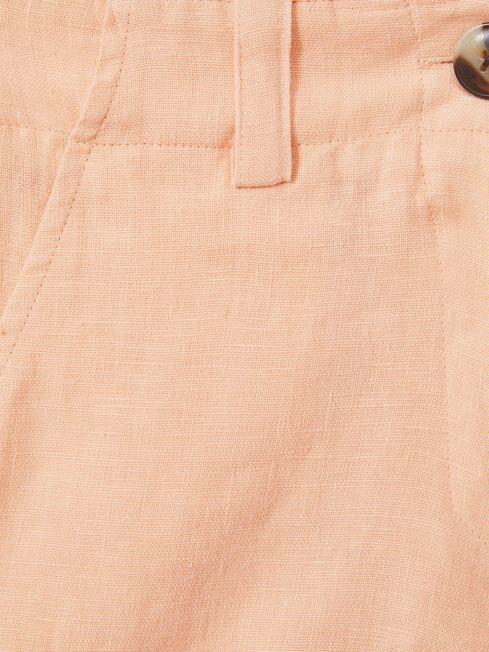 Senior Linen Loose Fit Shorts in Apricot