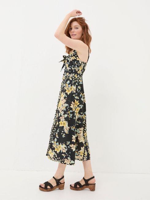 Phoebe Black Citrus Floral Midi Dress