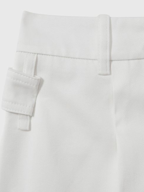 Cotton Wide Leg Suit Trousers in White