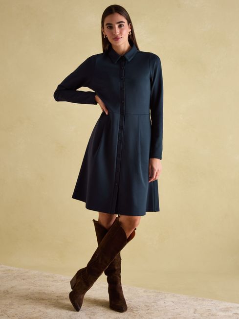 Tallie Navy Long Sleeve Jersey Ponte Dress Joules
