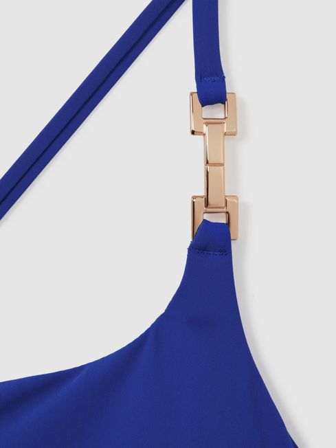 Asymmetric Cross-Back Swimsuit in Cobalt Blue