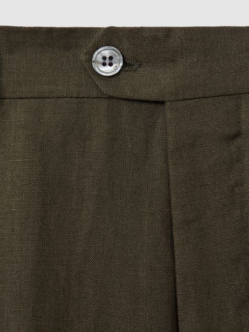 Oscar Jacobson Slim Fit Cotton Trousers in Green