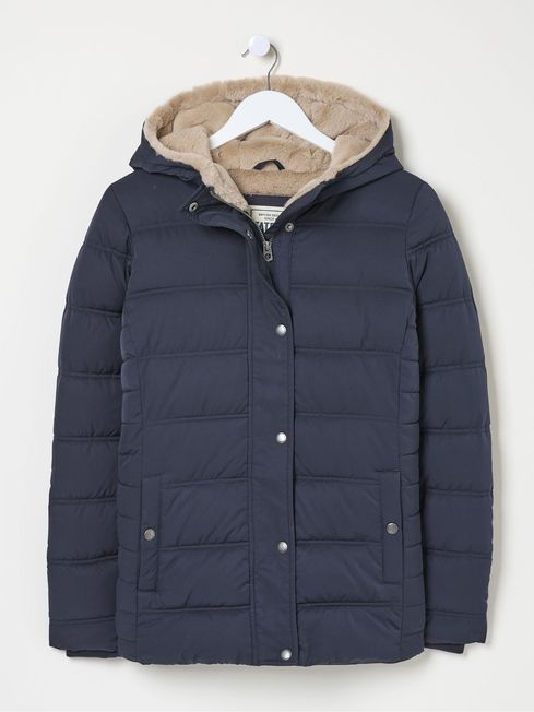 Fat face cumbria long puffer jacket navy top