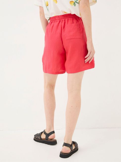 Red linen shorts discount