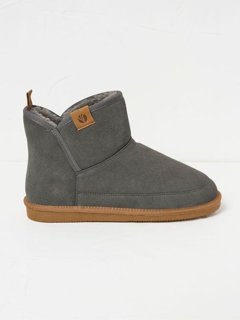 Rafe Charcoal Grey Suede Slipper Boots