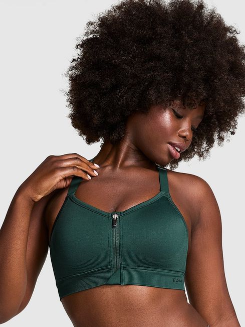 Buy Deep Forest Green Seamless Air Front Close High Impact Sports Bra from the Victoria s Secret UK online shop