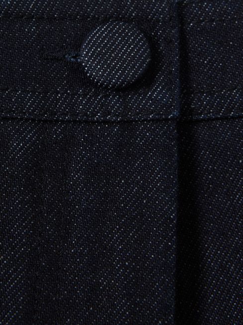 High-Rise Denim Suit Shorts in Dark Blue