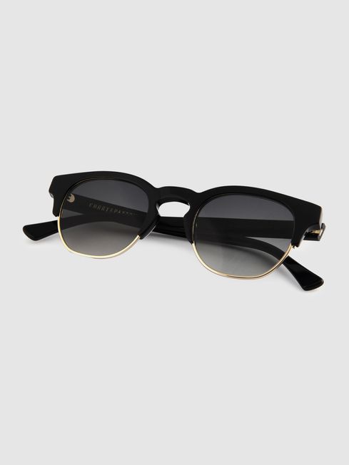 Curry and Paxton Semi Rimless Sunglasses in Black/Gold