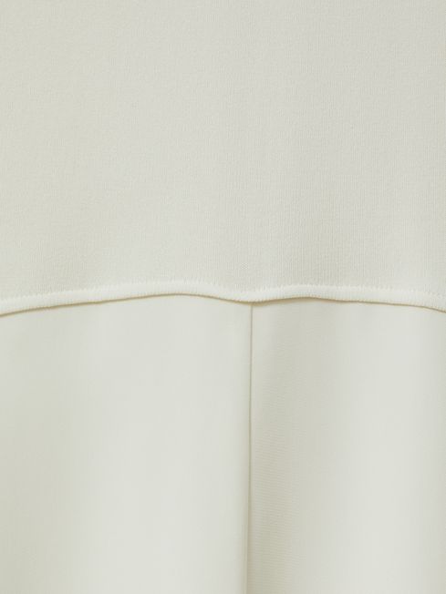 Hybrid Knit Tie Back Midi Dress in Ivory
