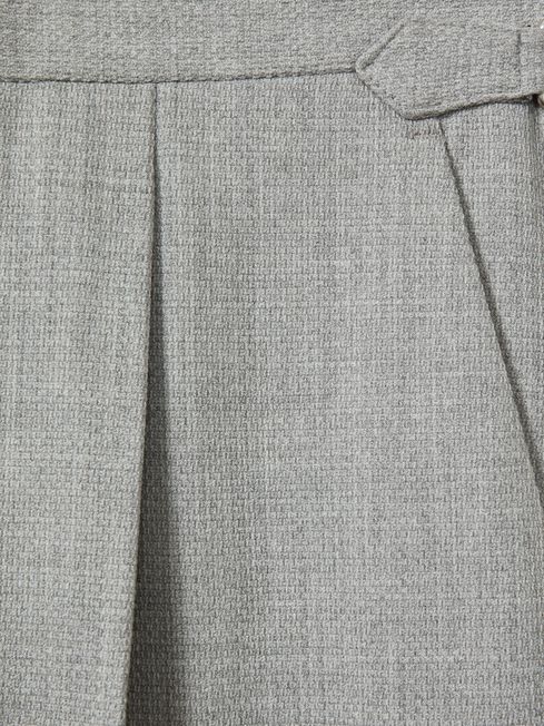 Textured Side Adjuster Trousers with Turn-Ups in Grey
