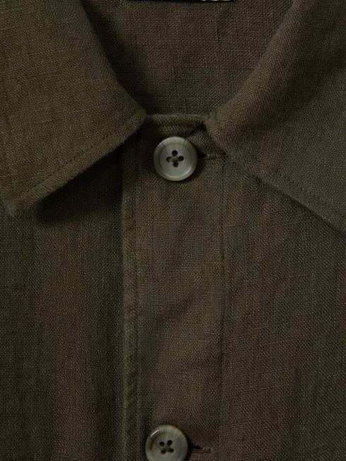 Linen Overshirt in Khaki