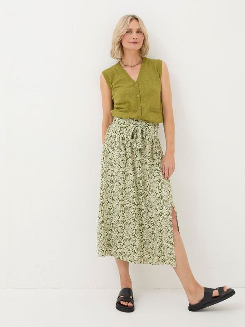 Buy Sascha Green Damask Floral Midi Skirt from the FatFace online shop